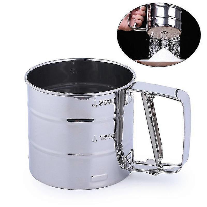 Kitchen Stainless Steel Pastry Flour Sieve Cup With Scale