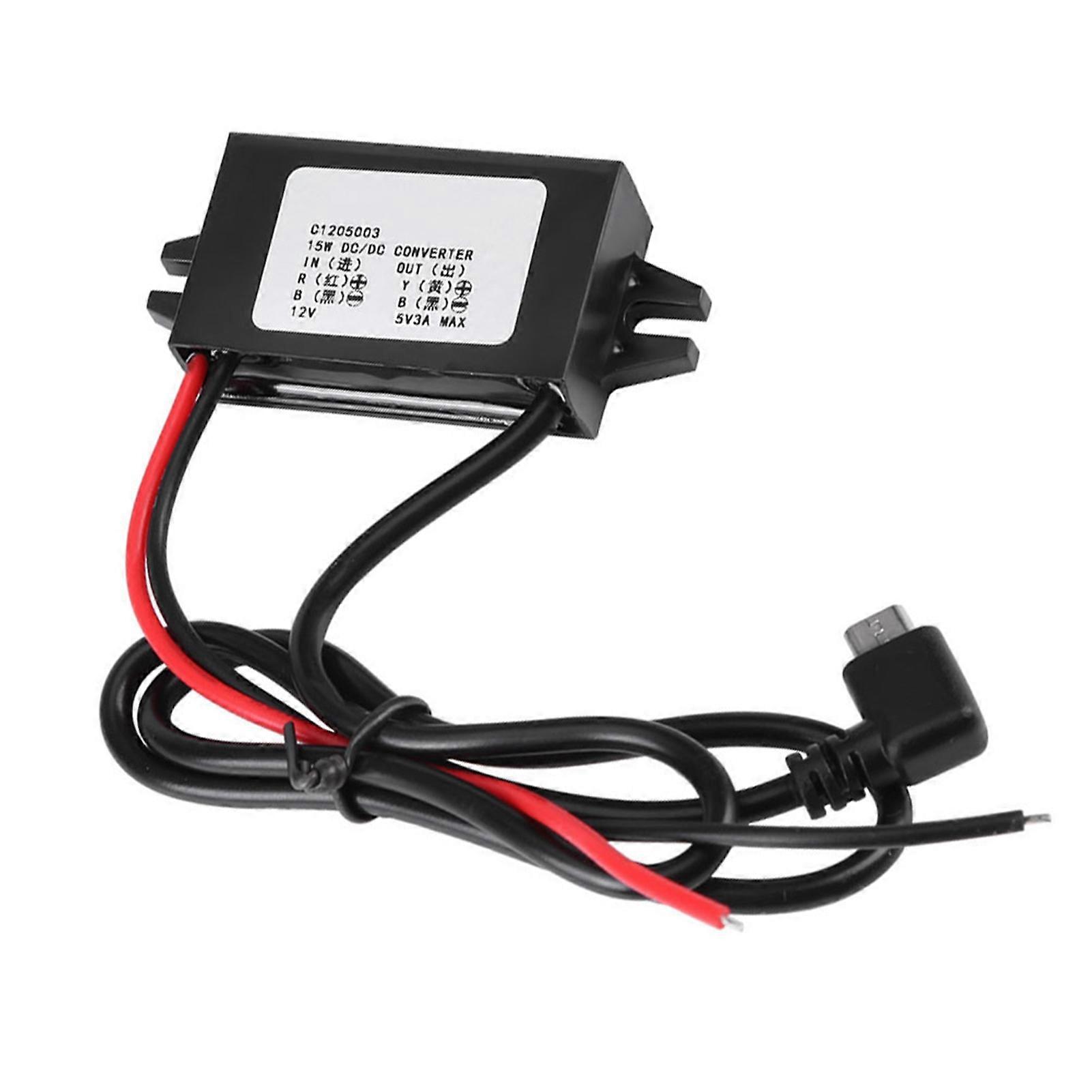 12V til 5V 3A Micro USB DC-DC CONVERTER Step Down Regulator for bil smarttelefon