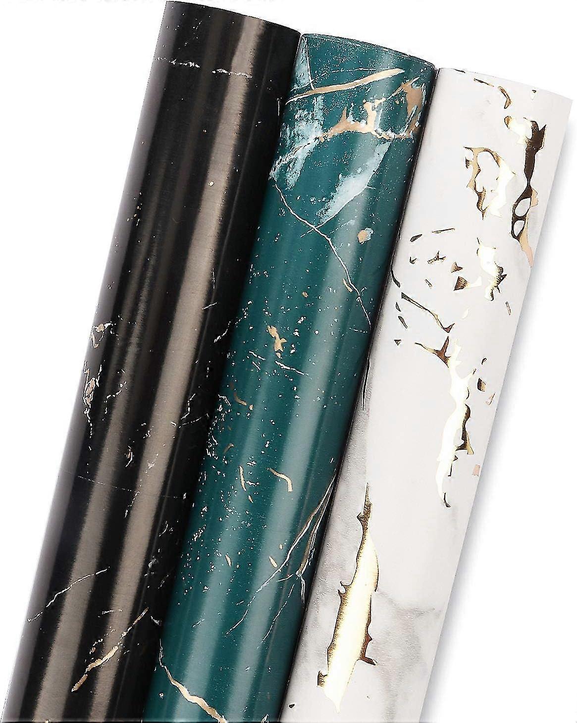 Wrapping Paper Roll - 3 Marble Design Mini Rolls, 42.5 Sq. Ft. In Total