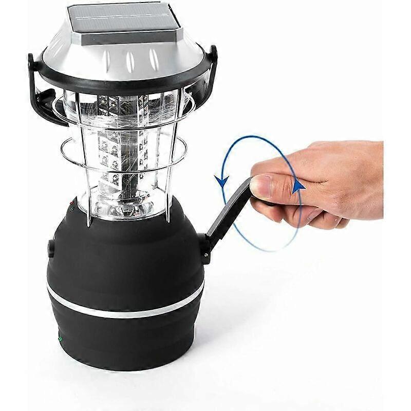 Lanterne solaire, lampe de camping LED ultra lumineuse, 2 modes d’éclairage réglables, 5 méthodes de charge, avec dynamo à manivelle, longue durée d’éclairage pour le camping