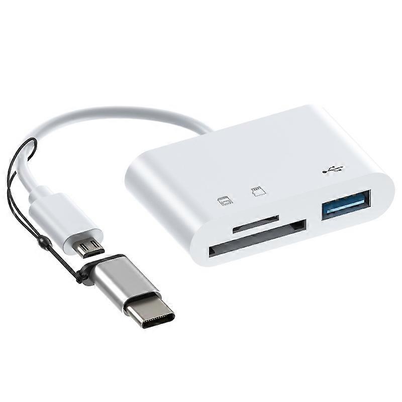 5 em 1 Multifuncional Usb Type-C / Micro Usb / TF / SD Leitor de Cartão de Memória OTG HUB