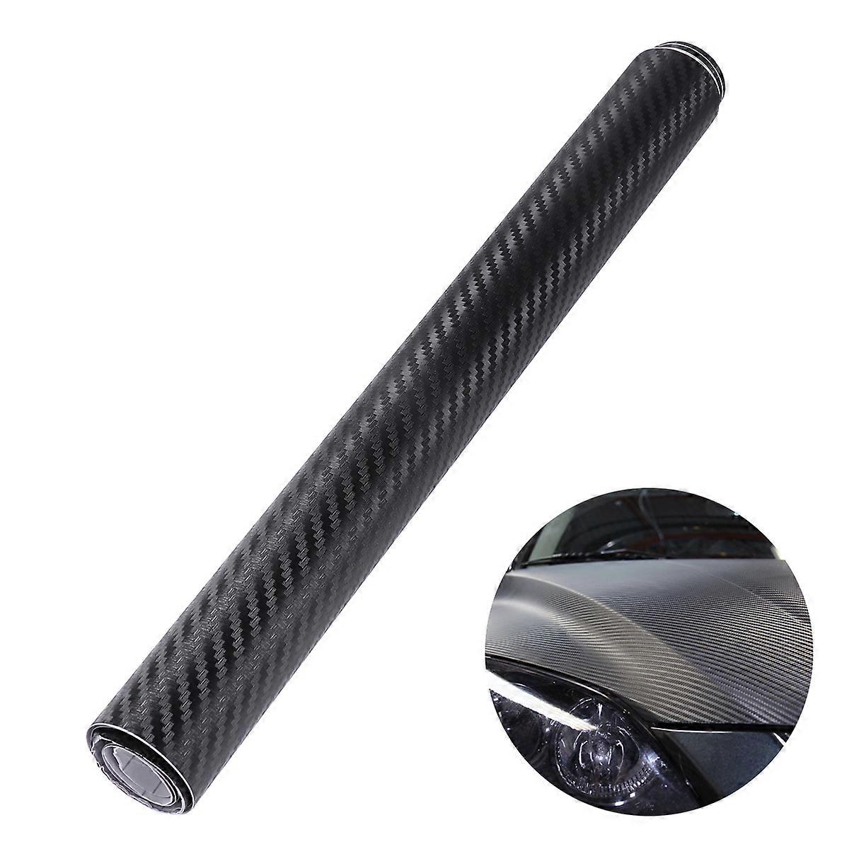 Autocollant de bricolage de rouleau d’emballage en fibre de carbone 3D pour décor de véhicule automatique de voiture 30x127cm (noir)