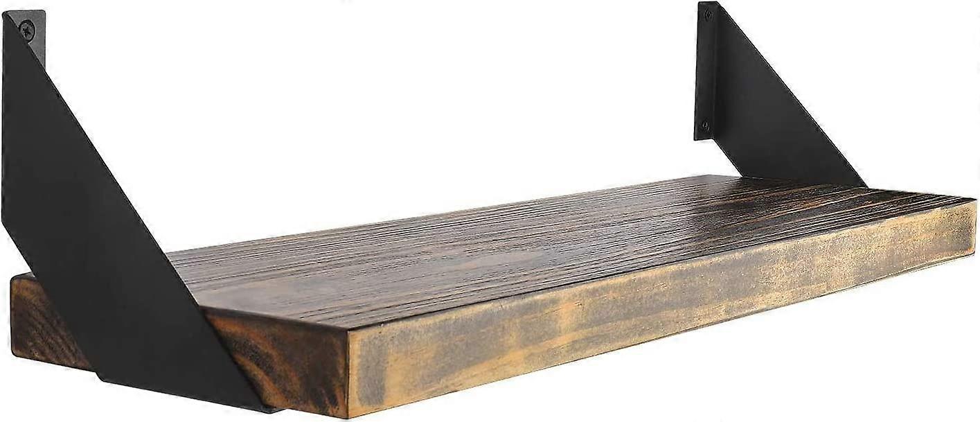 6 inch Shelf Brackets Flat Angle Curved Black Floating Industrial Shelves Support Brackets, Set of 2