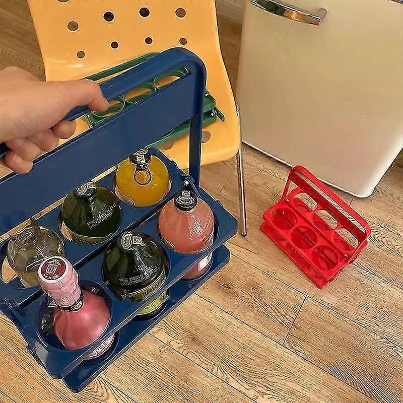 Foldable Portable Beer Bottle Rack - Blue Beverage Storage Basket
