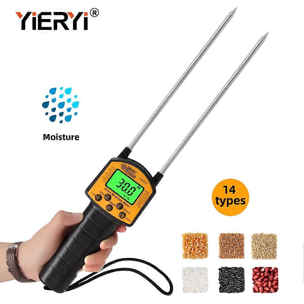 AR991 Grain Moisture Meter Digital Tester Hygrometer LCD Display Use For 14 kinds Crop Corn Wheat Rice Bean Wheat Flour Fodder
