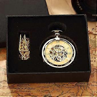 Luxury Antique Skeleton Mechanical Pocket Watch Men Steampunk Mechanical Fob Watches Clock Pendant Hand-winding Relogio De Bolso