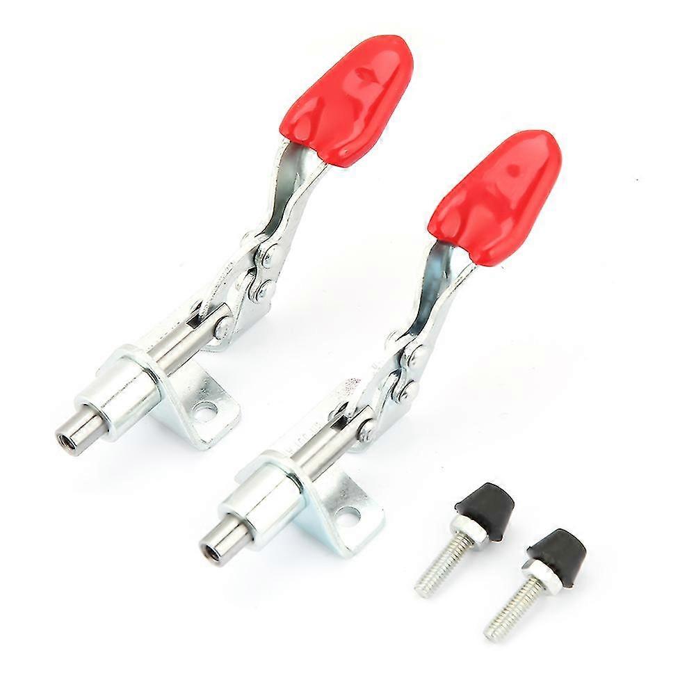 2pcs Iron Galvanized Quick Fixed Push Pull Type Vertical Toggle Clamp