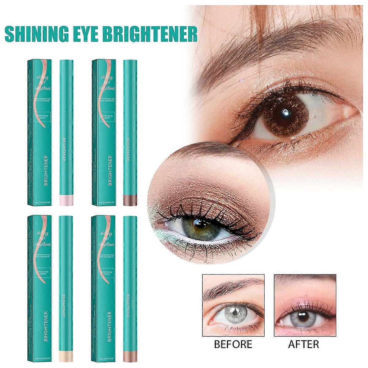 Eyeshadow Stick, 4Pcs Eye shadow Brightener Stick, Waterproof Glitter Eyeshadow Pencil Highlighter Eye Liner, Long Lasting Eye Makeup