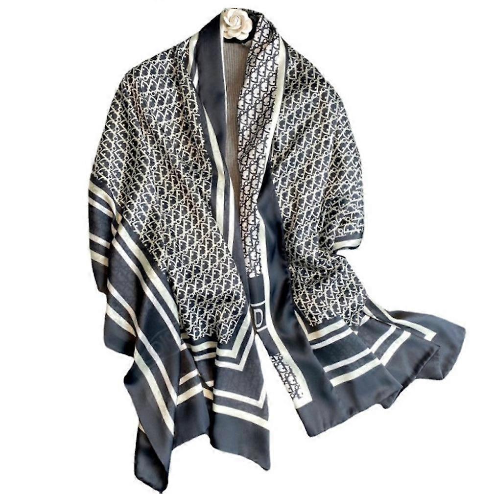 Long Scarf Elegant Shawl Sun Proof Wrap Silky Double-Layer Scarf for Lady
