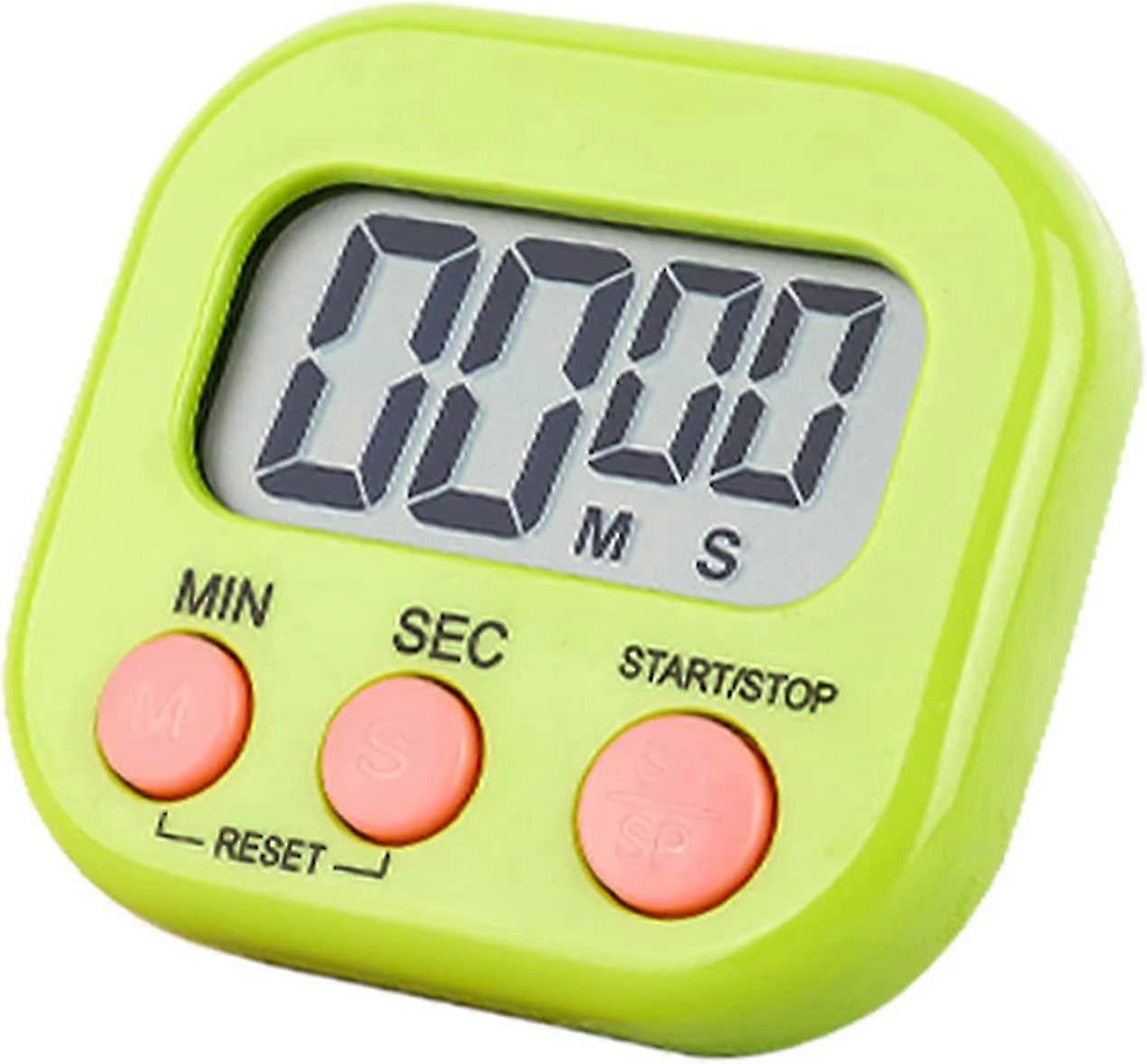 Magnetic Kitchen Timer Clock Digital Visual Timer Bright Display Count-down Stopwatch - Loud Beep Sound Multipurpose Timer (green)