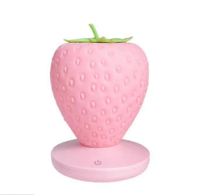 Touch Dimmable Led Night Light Silicone Strawberry Nightlight Usb Bedside Lamp(pink)