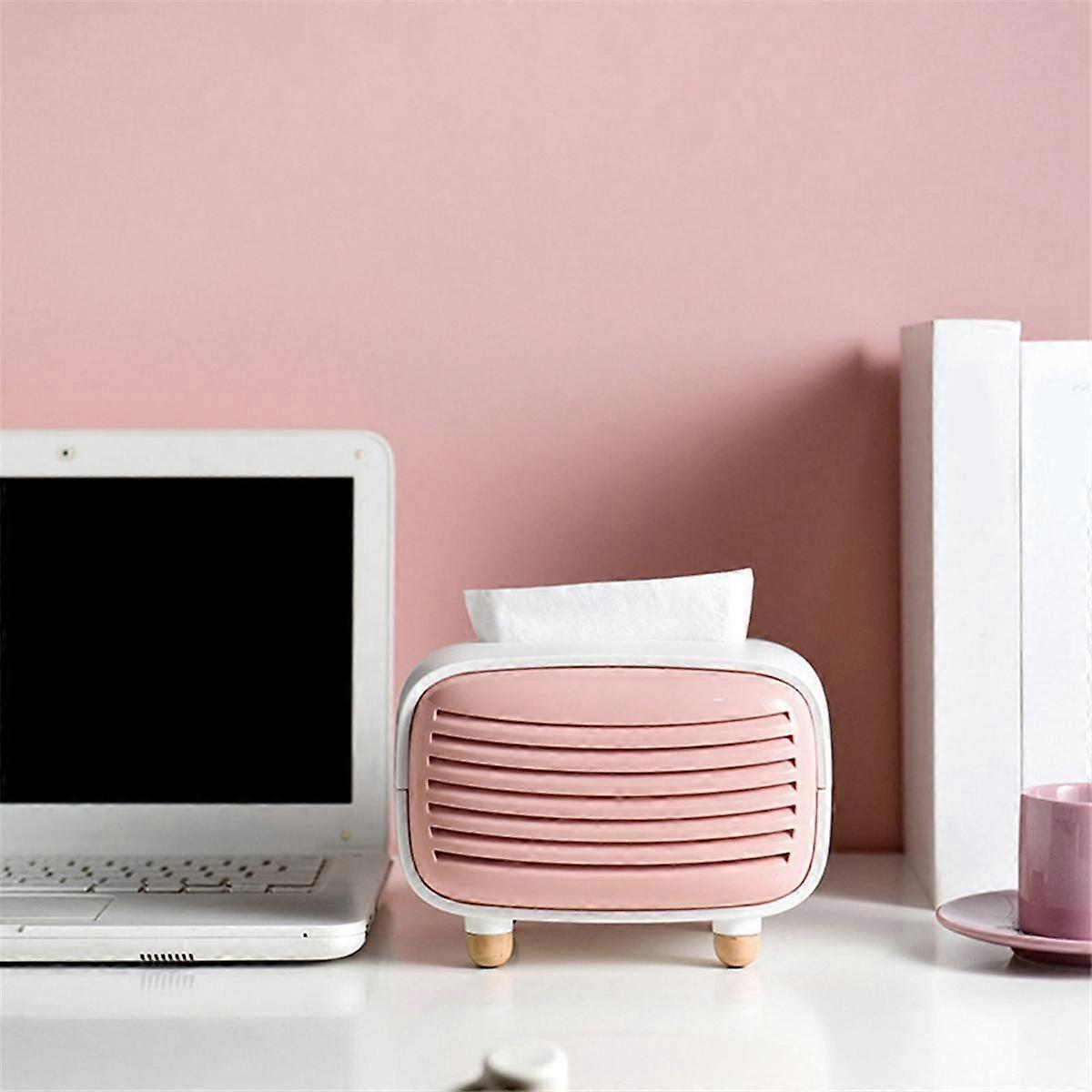 Radio Type Tissue Box Case Container Paper Towel Holder Living Room Home Decor, Convenient and Useful Pink