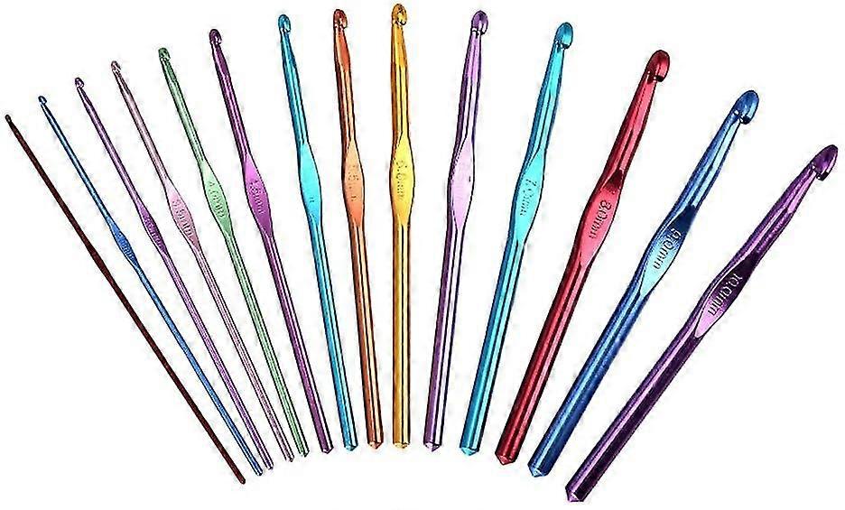 الكروشيه هوكس لون سبائك الألومنيوم الحياكة إبرة 2-10mm حجم 14pcs