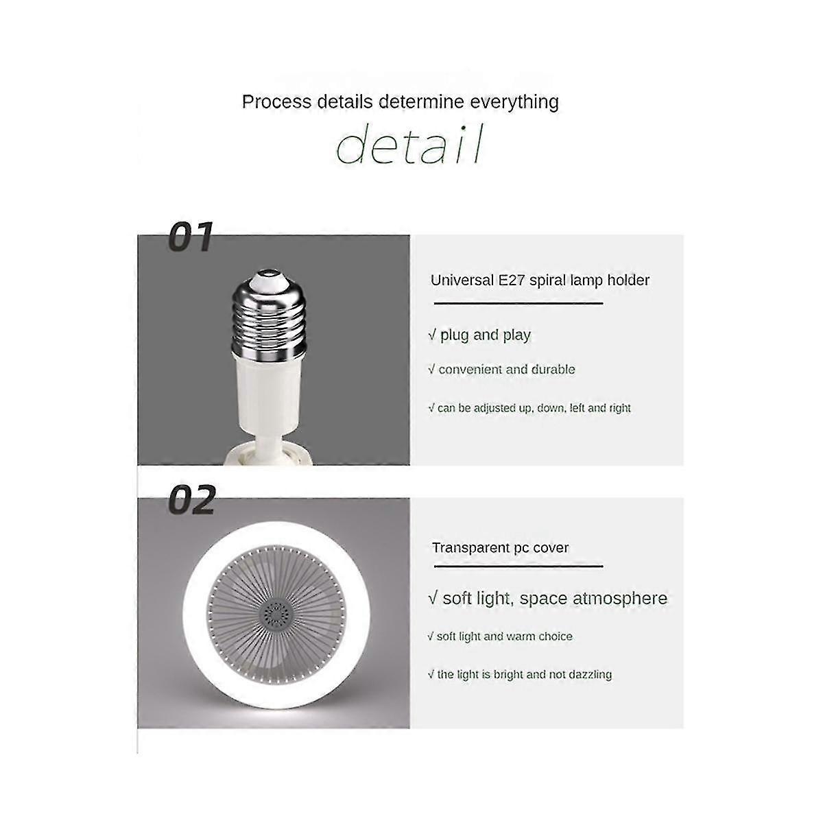 Ceiling Fan With Remote Control And Light 30w Led Lamp Fan Smart Silent Ceiling Fan E27 Converter B