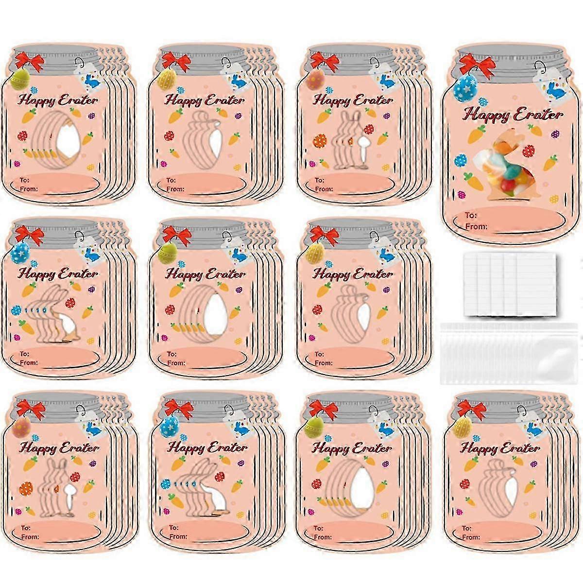 48pcs Happy Easter Note Cards Bottle Shape Holiday Easter Cards Funny Retro Spring Note Card Easter Eggs Greeting Cards