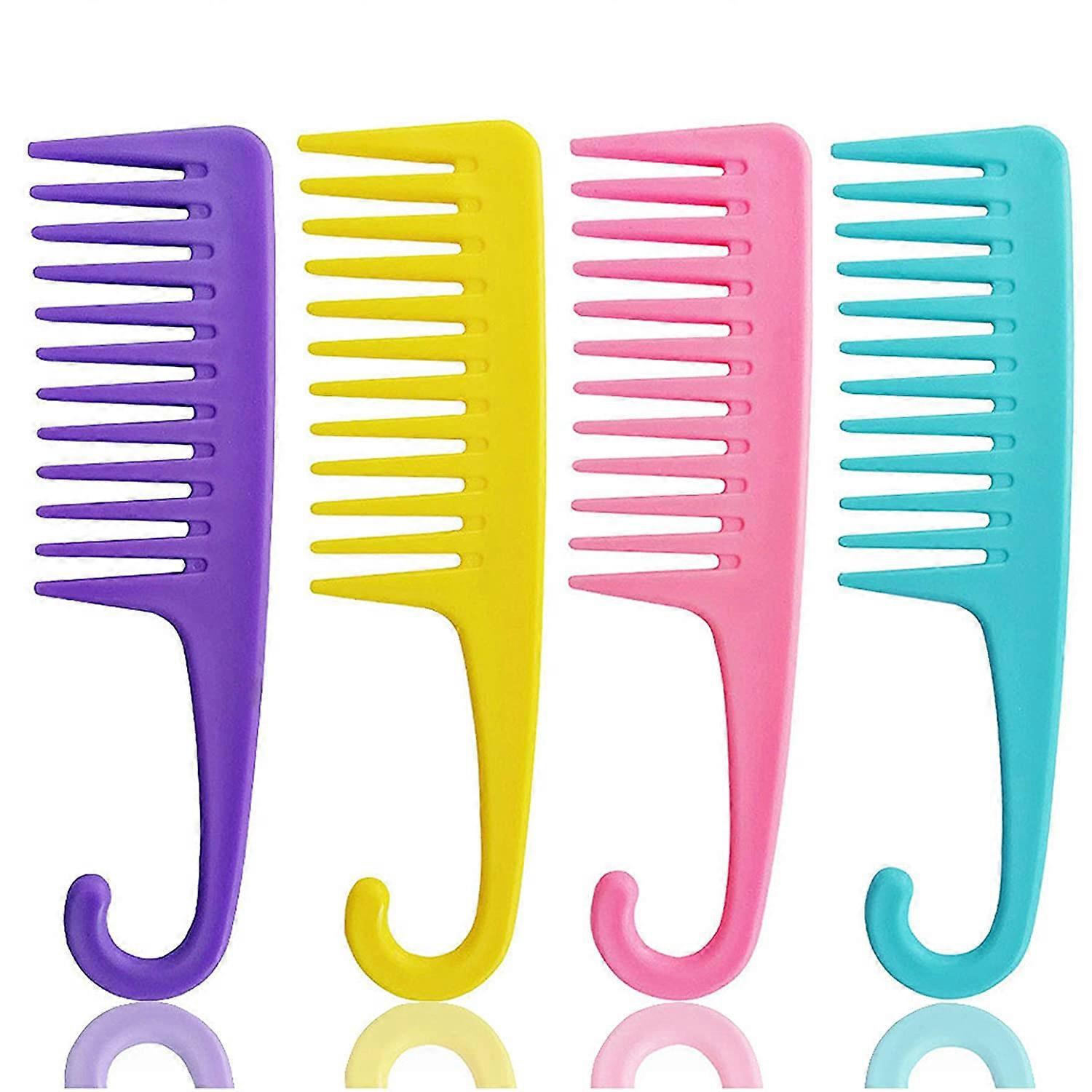 4 Pcs Wide Teeth Combs Shower Comb, Detangler Comb with Hook