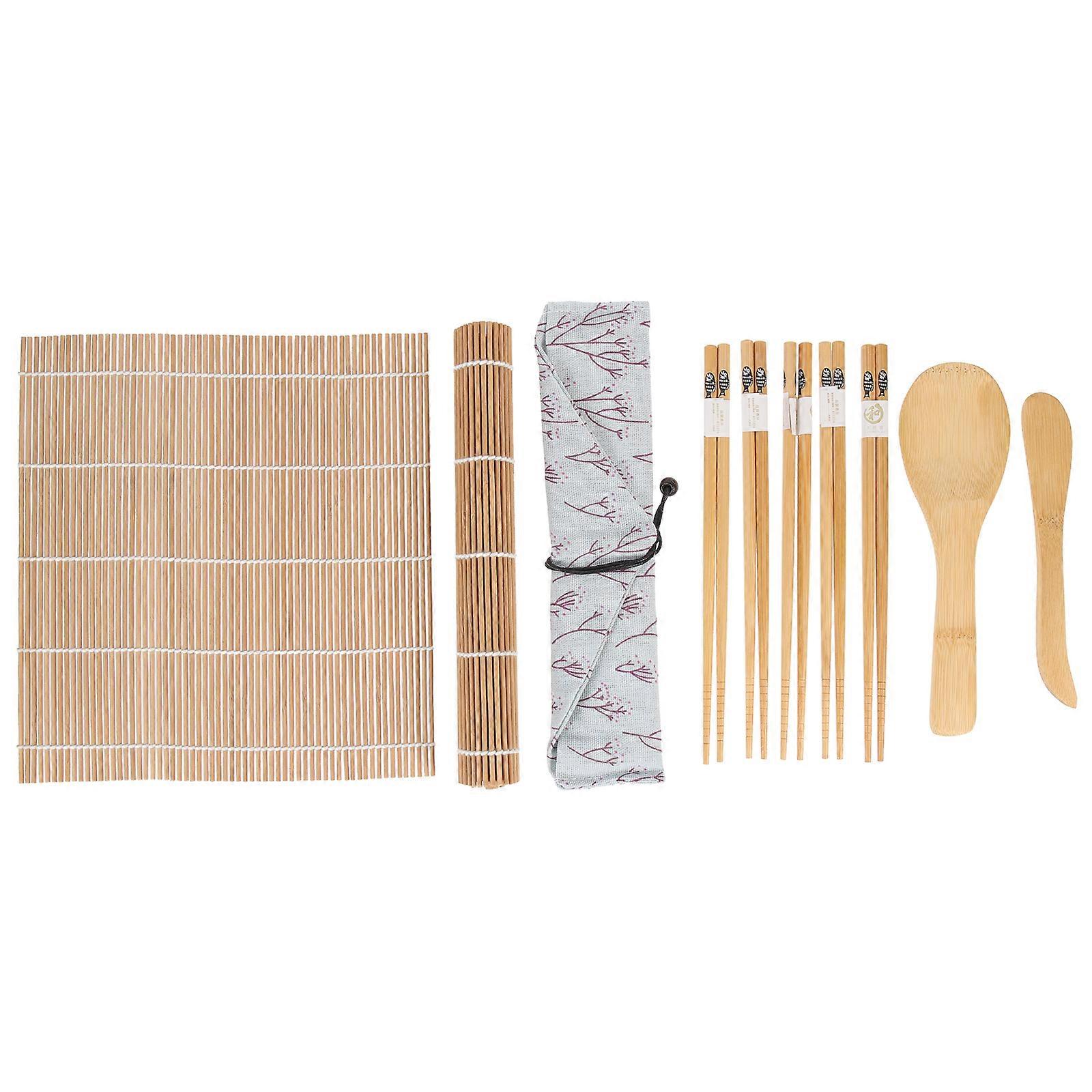 1 Set of Sushi Making Kit Sushi Rolling Mat Bamboo Chopsticks Rice Spoons Home Sushi Making Tools