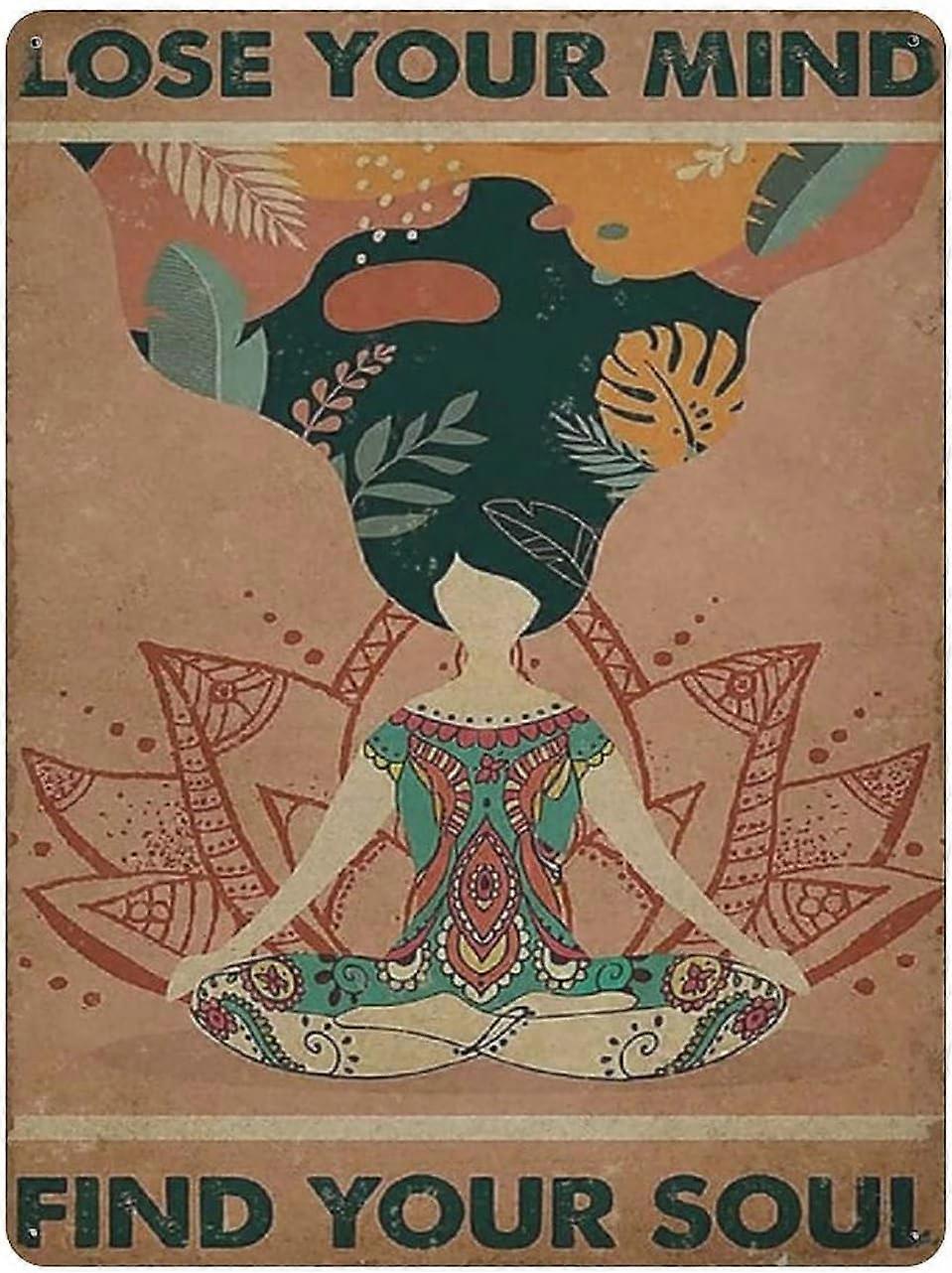 ヨガあなたの魂垂直ブリキサイン金属プラークアートハンギングアイアンペインティングレトロな家のキッチンガーデンガレージ壁の装飾16 "x12"