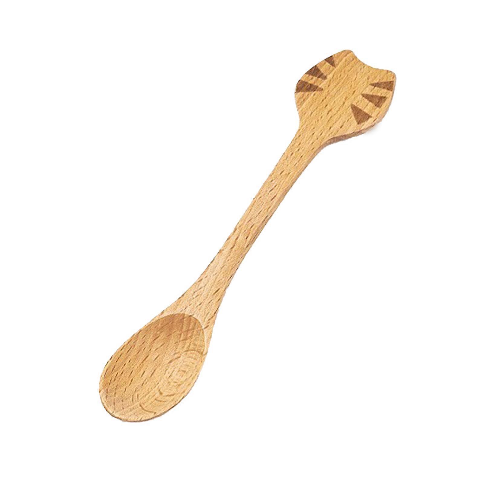 Creative Wooden Spoon Animal Kids Cat Pig Dinner Soup Feeding Spoon Kitchen Tool QingHai