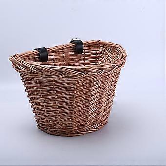Cesta de bicicleta de mimbre en forma de D Cesta de compras portátil tejida a mano Cesta de artesanía popular con