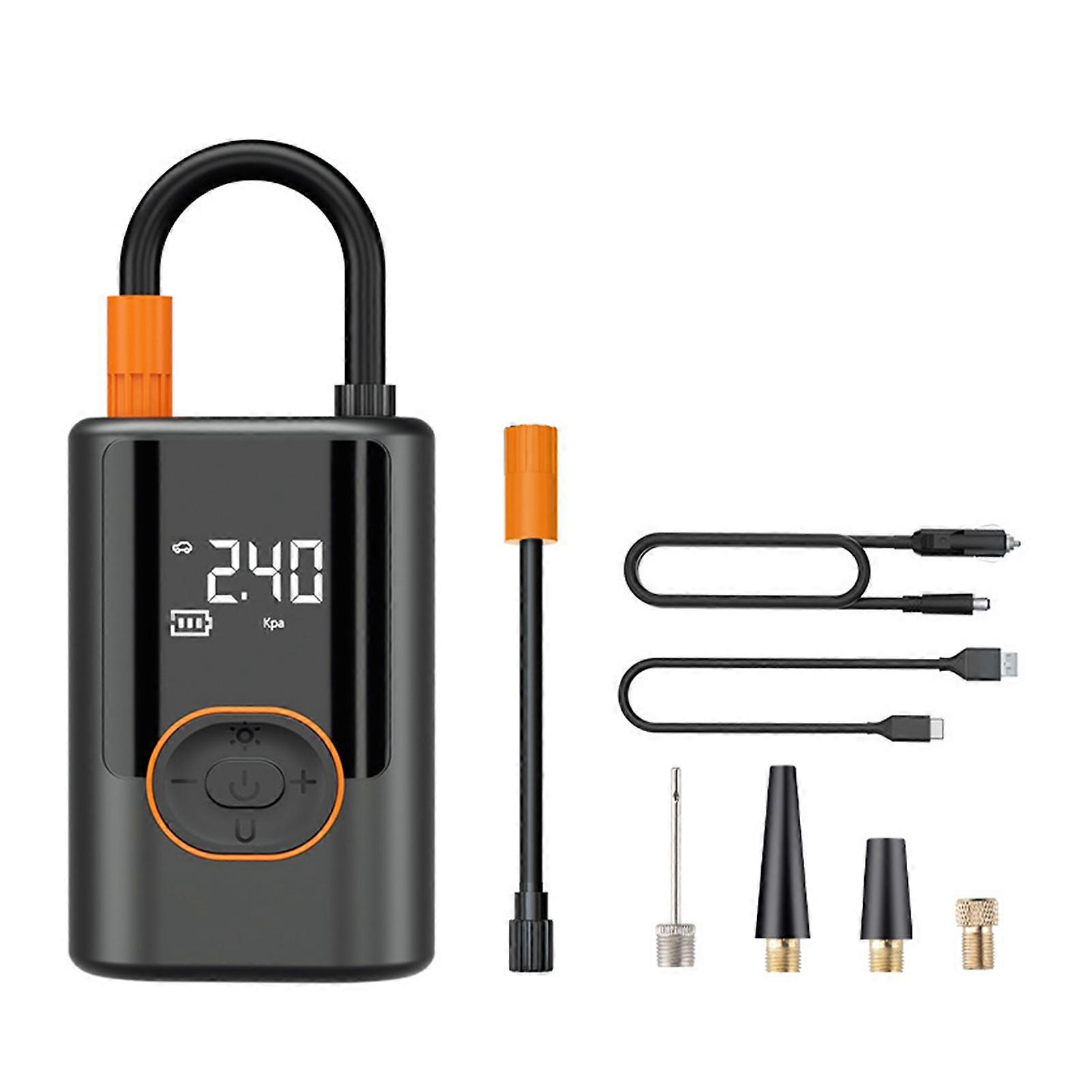 Tire Inflator Portable Air Compressor 150PSI 4000mAh Battery Smart One-Click Pump for Car Motorcycle Bicycle Pressure Gauge LED Light Fast Inflation A