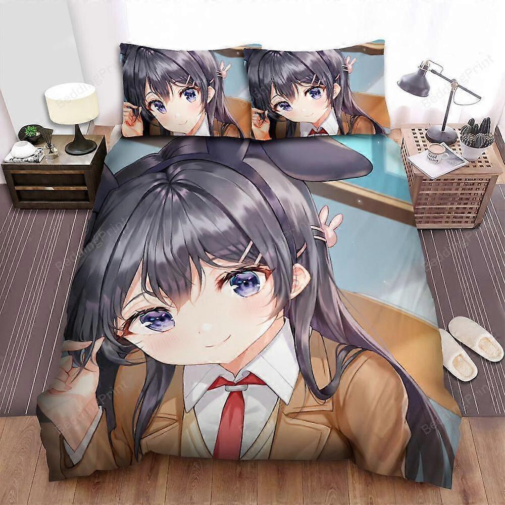 v651 Lençóis Rascal Não Sonha Com Coelhinha Senpai Anime Girl Conjunto de Capa de Edredão Lençóis IU651