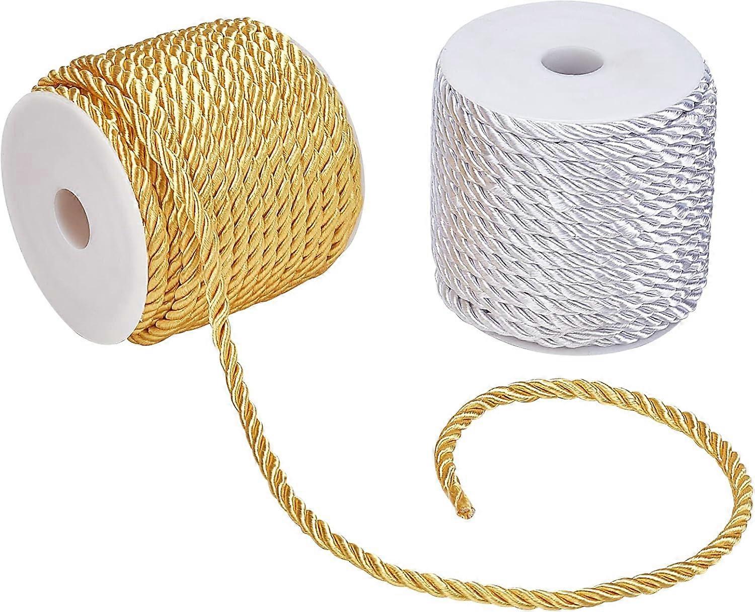 5mm Craft Rope Cord Twisted Cord Trim 118Ft Braided String Decorative Twisted String Satin Polyester String for Christmas Decoration Bag Drawstrings C