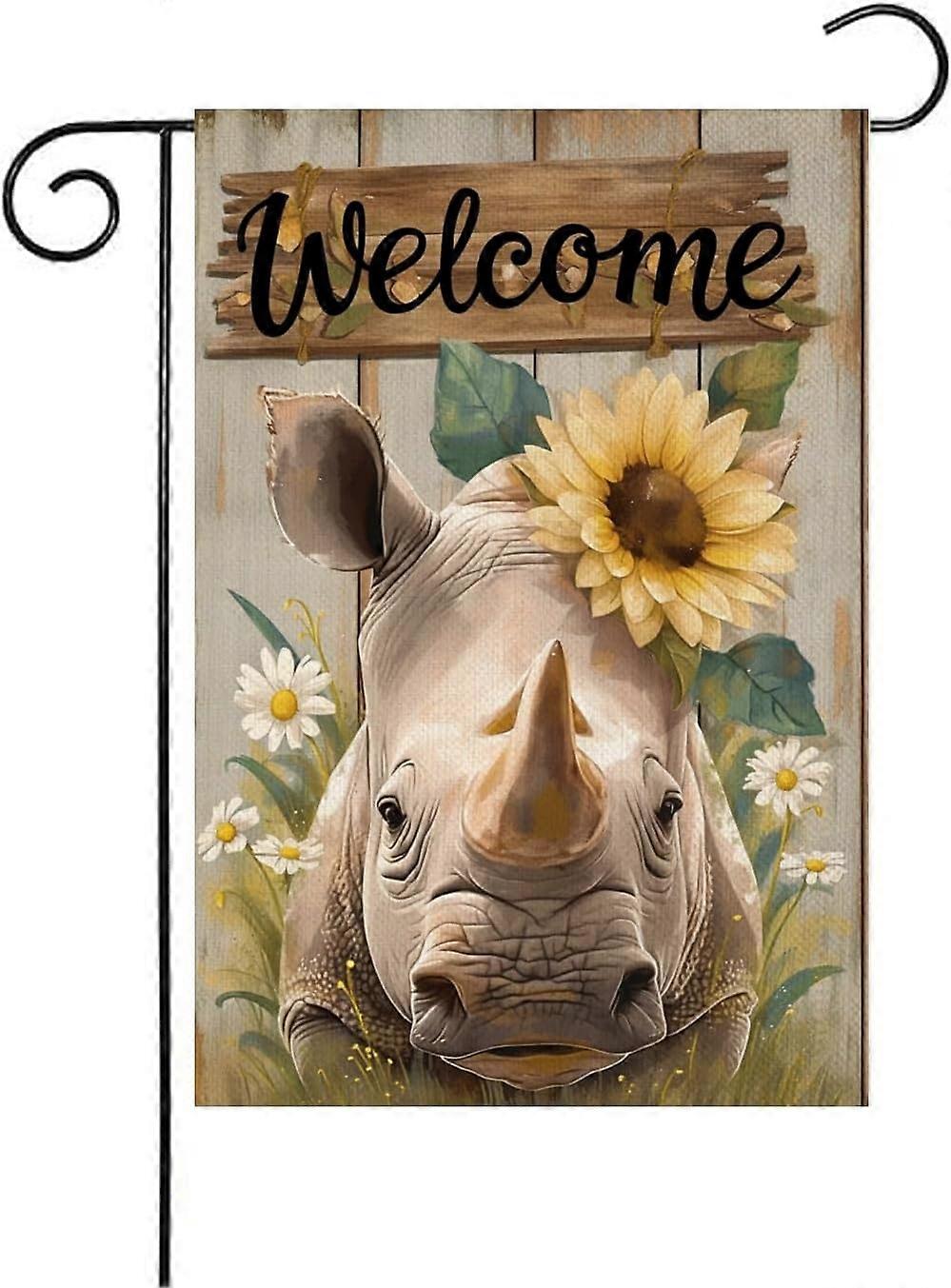 Bem-vindo Rhino-Garden Bandeira dupla face 28x40 polegadas verão girassol margarida(5229)