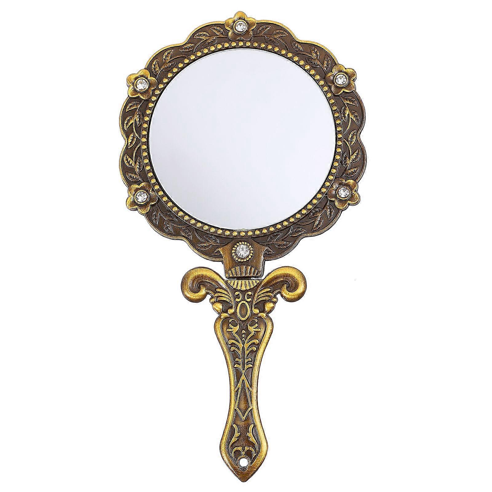 Crystal Mirror Handheld Cosmetic Mirror Portable Vanity Mirror Folding Mirror