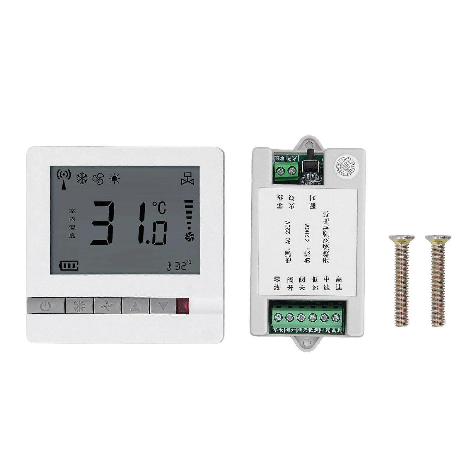 Wireless Thermostat Microprogrammed Control LCD Strong Anti Interference Temperature Controller for Fan Coil 220V