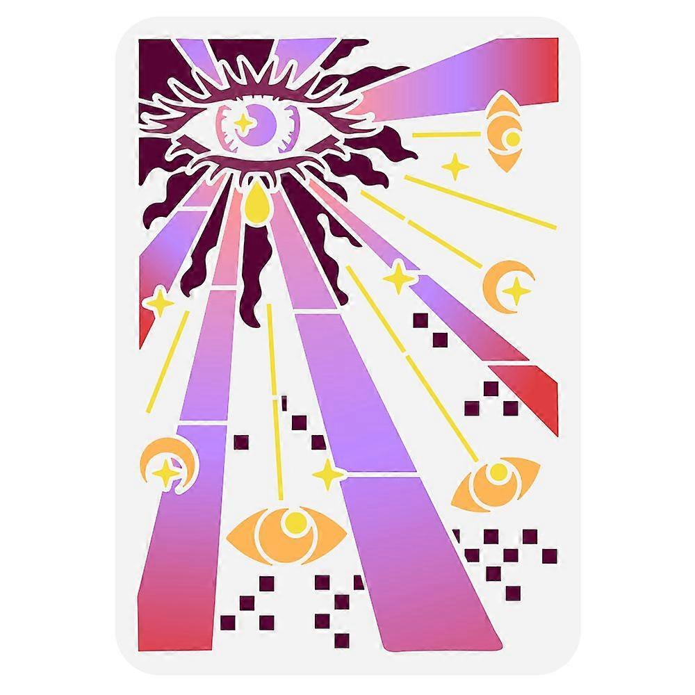 Evil Eye Stencil 11.7x8.3 inch Evil Eye Painting Stencils Plastic Devil's Eye Stars Pattern Template Reusable Create DIY 70'S Meditation Art Stencil f