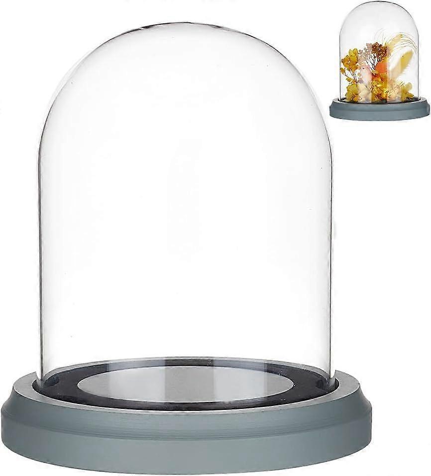 Glass Dome Cover 4.92x5.51 Inch Cloche Bell Jar Terrarium with Wood Base Decorative Display Dome Case for Plants Flower Christmas Display Decoration C