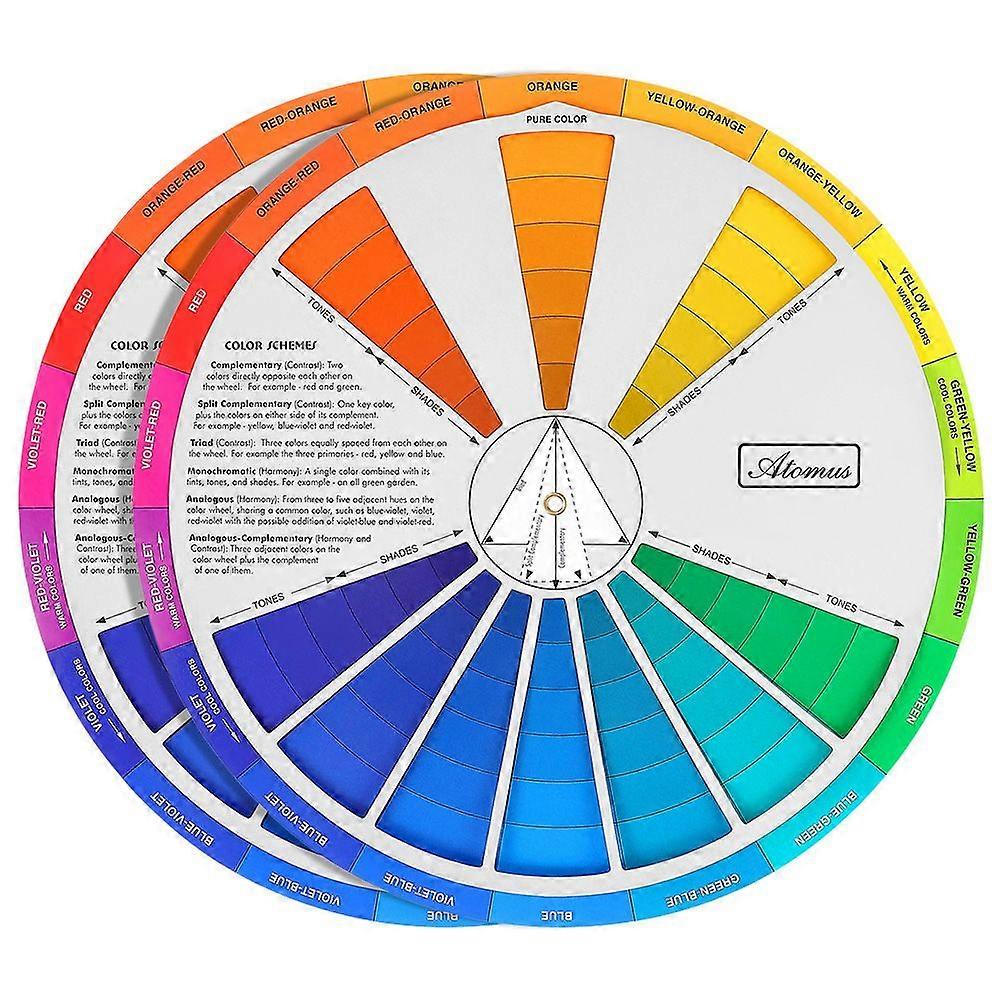 2Pcs Color Learning Watercolor Wheel Art Class Teaching Tool for Makeup Blending Painting