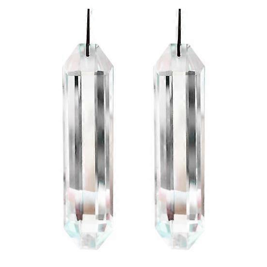 2Pcs 120MM Long Faux Crystal Prism Sun Catcher Decoration Indoor Outdoor Window Hanging Ornament Car Rearview Mirror Hanging Rainbow Maker Pendant