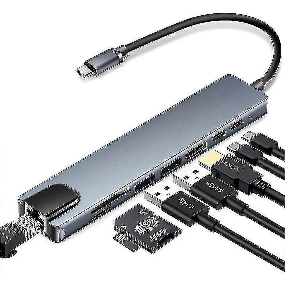 8 w 1 Koncentrator typu c do USB 3.0 Usb-c Hdmi Lan Rj45 Sd Tf Adapter dla laptopa Macbook