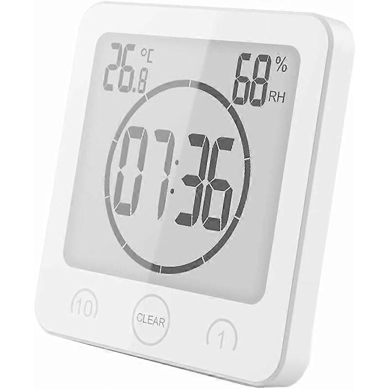 Waterproof Bathroom Clock with Timer, Thermometer, and Hygrometer