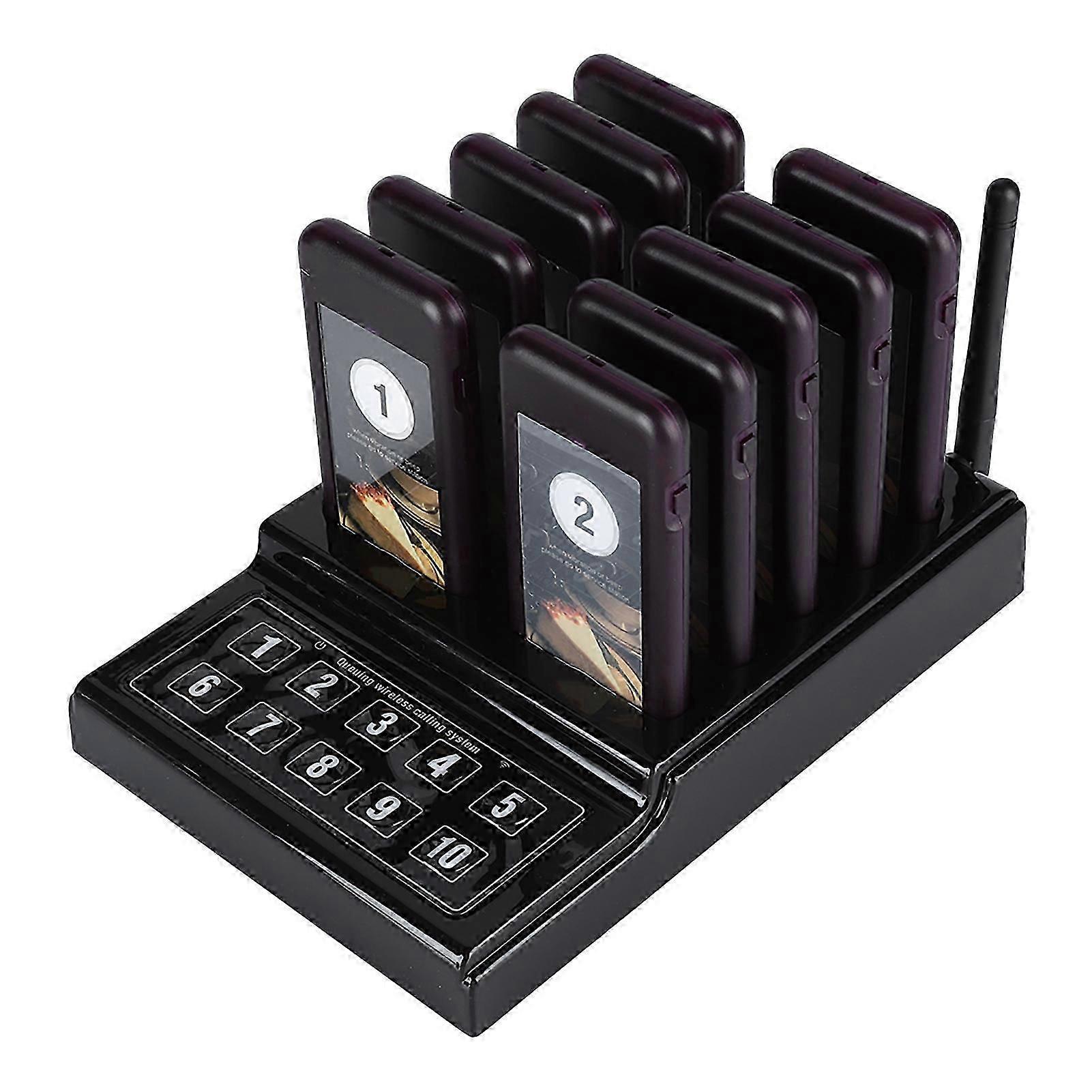 Wireless Pager System Restaurant Queuing Calling System 10 Pager 100-240v Us