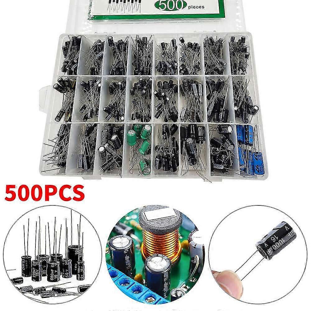 500x 24 Types Electrolyte Capacitor Capacitors Assortment 0.1-1000UF Set