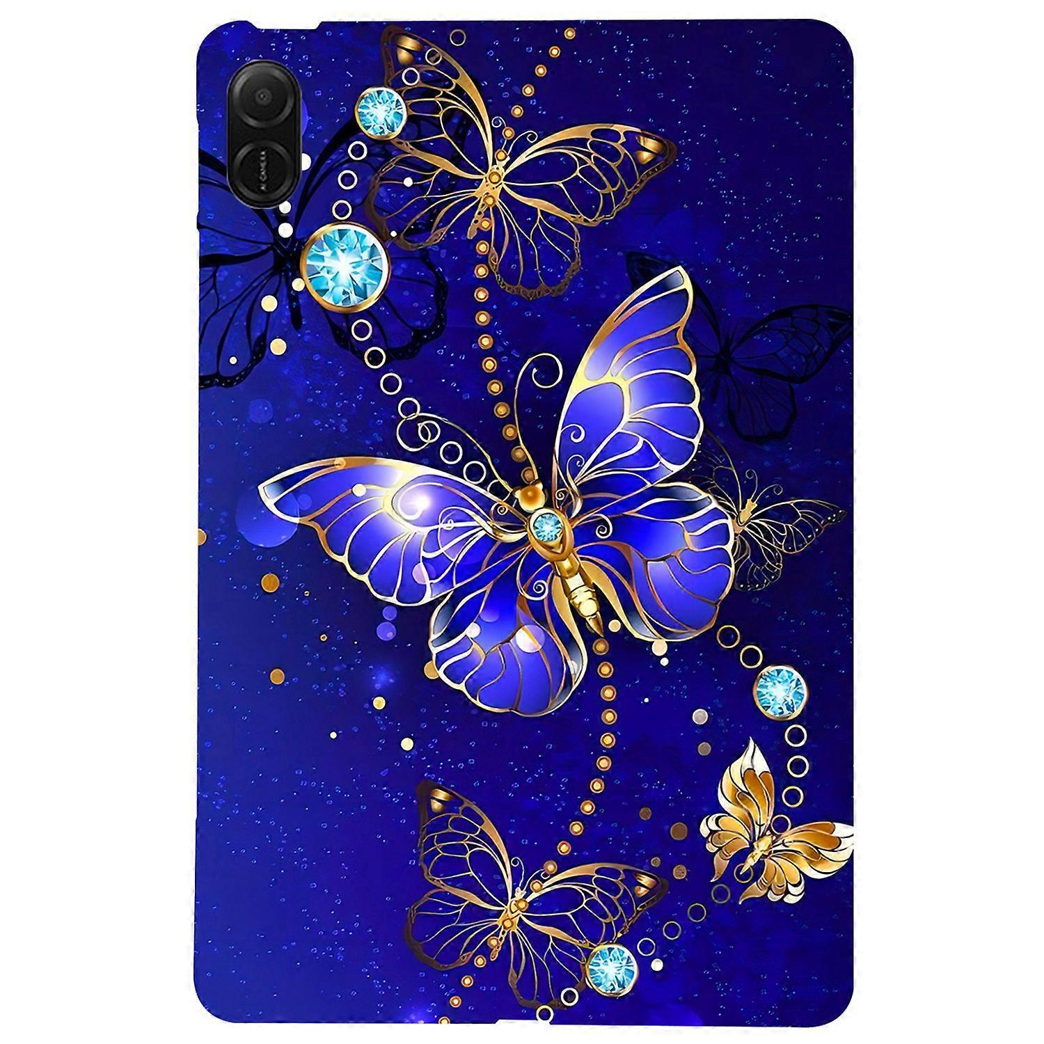 For Honor Pad X8a TPU Case Pattern Printing Slim Tablet Protective Cover-Blue Butterfly