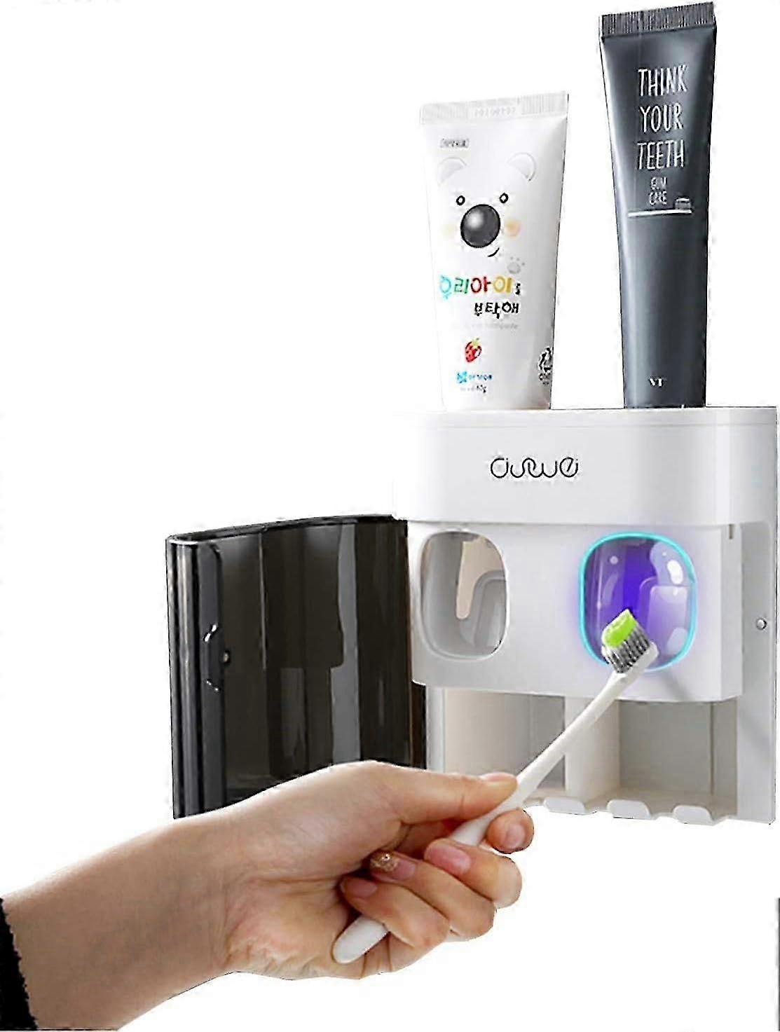 Wall mounted toothbrush holder - electric toothbrush holder - double toothpaste holder toothpaste squeezer