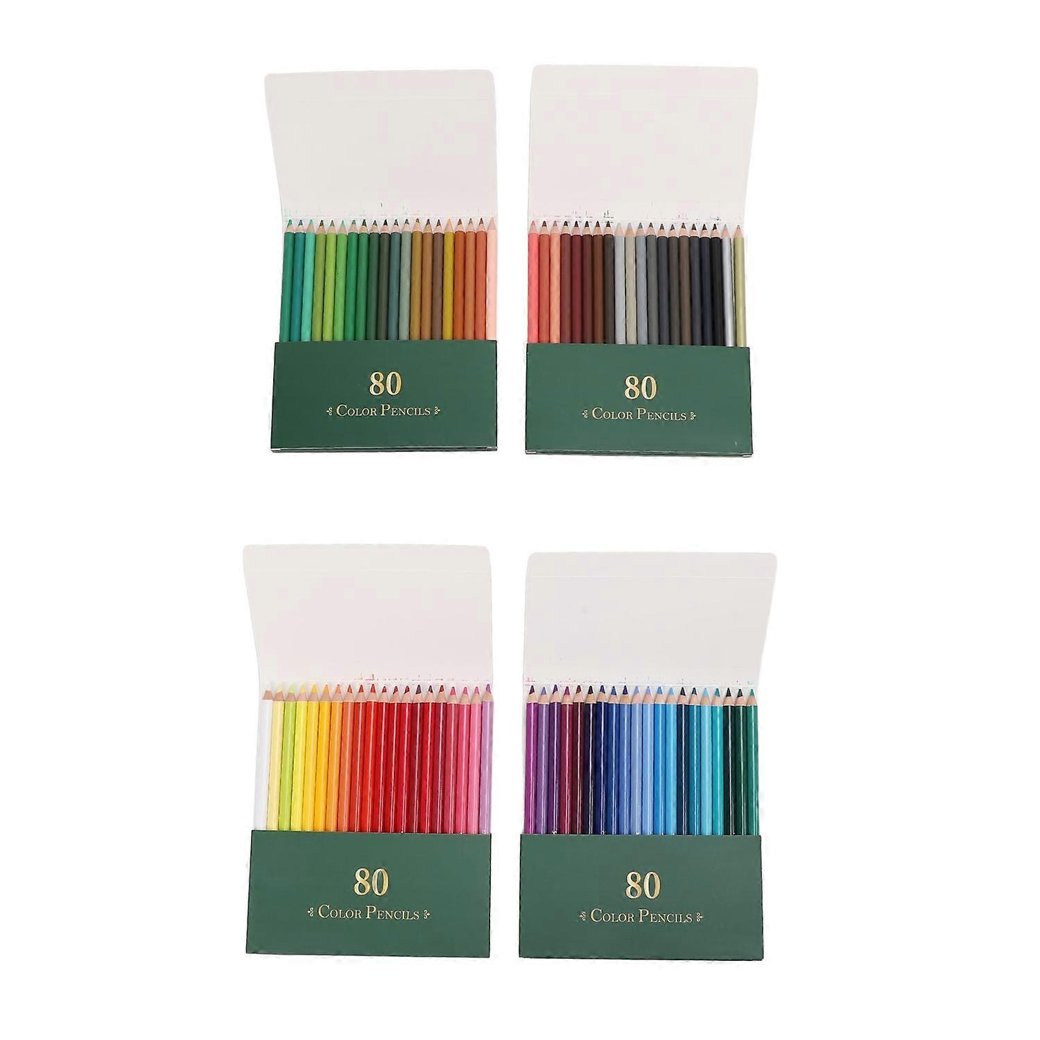 80 Colors Pencil Set Wooden Professional Drawing Pencil Set for Cross Hatching Gradient Watercolor E