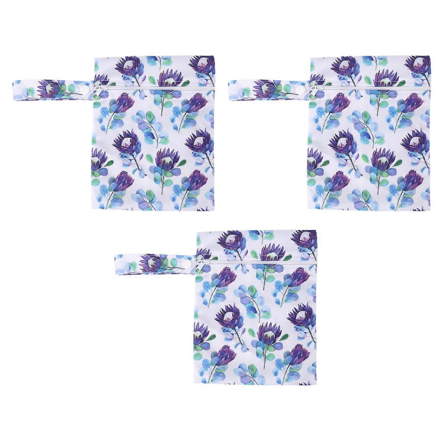 3pcs Water Resistant Wet Bag Miniature Printed Portable Hanging Reusable Diaper Wet Bag for Travel T