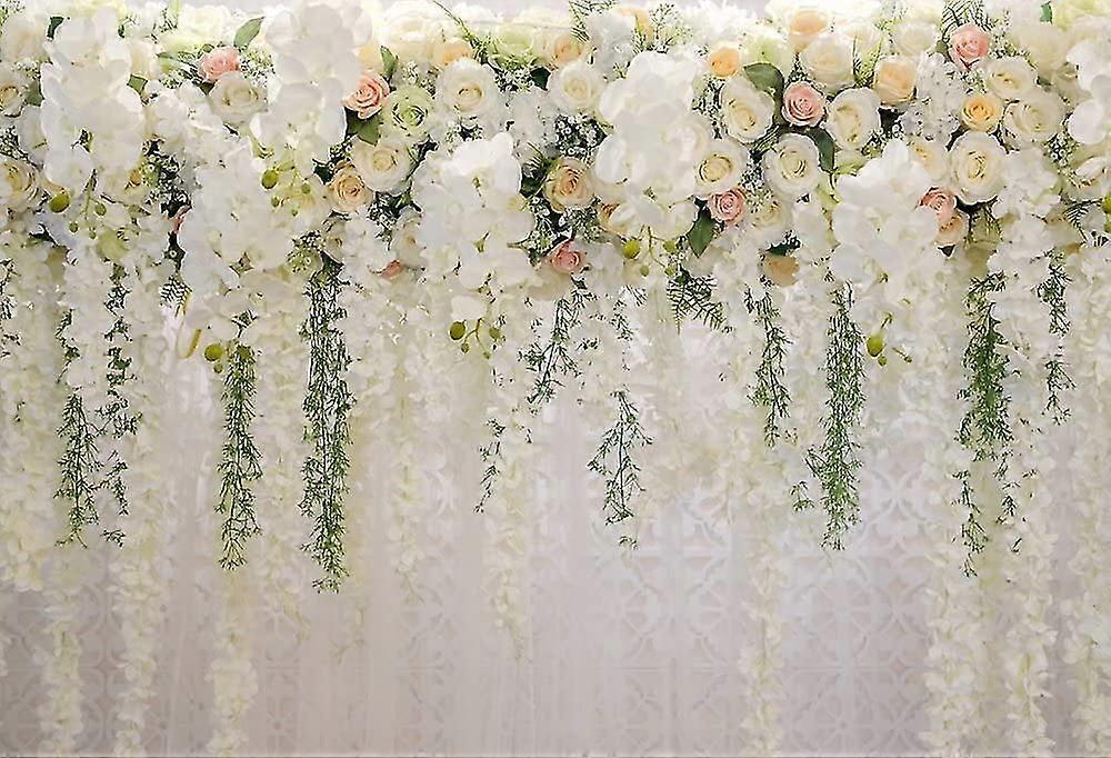 150x210cmブライダルシャワー大きな結婚式の背景花の壁白と緑の藤ローズ花びらデザインの背景写真用