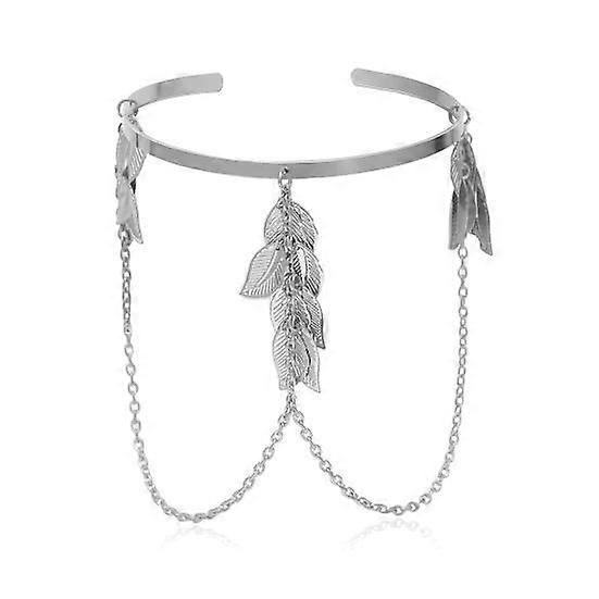 Opening Adjustable Thin Arm Bangle Bohemian Leaf Charm Upper Arm Bracelet Accessories