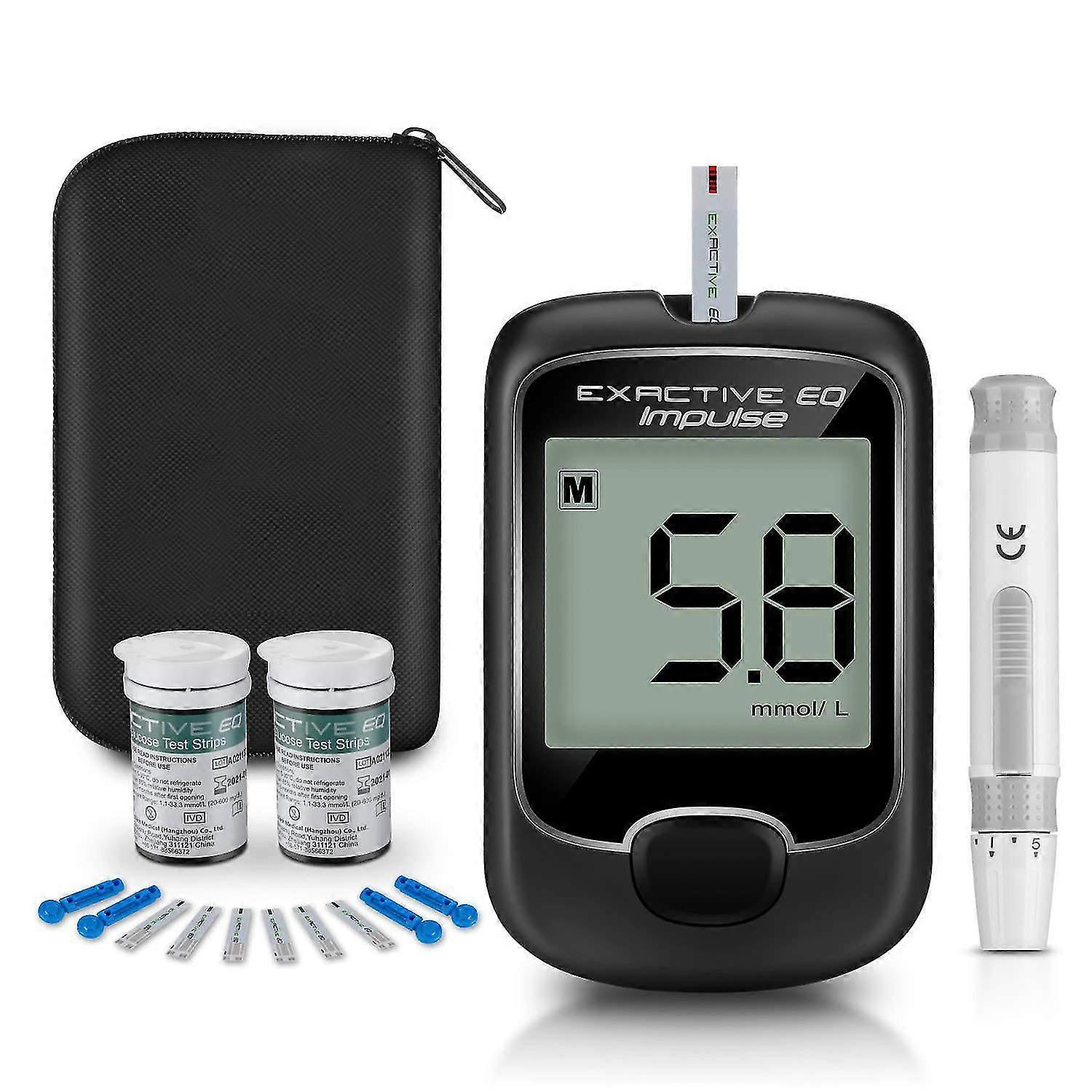 Exactive Eq Impulse Helautomatiskt mätinstrument för högt blodsocker med testpapper 50 testremsor+50 nålar Newway_Special gåva