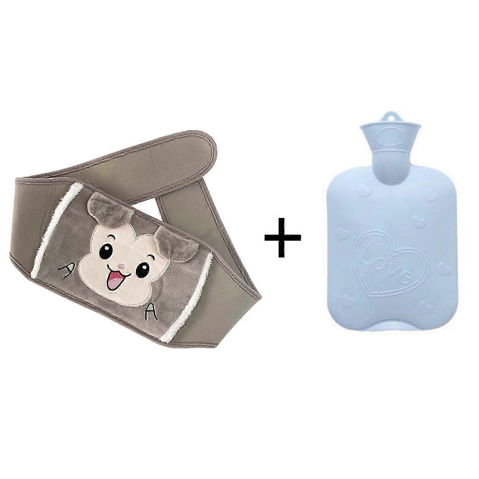 1000ml Hot Water Bottle Bag + Belt Rubber or Warm Plush Pouch Waist Cover Belt
