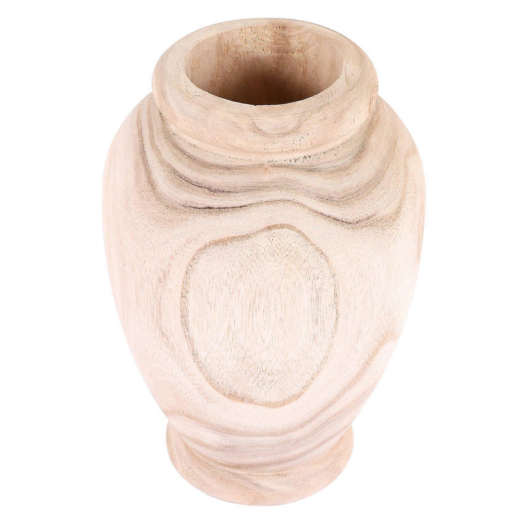 Wooden Vase Table Solid Wood Ware Flower Bottle Ornament Home Decor