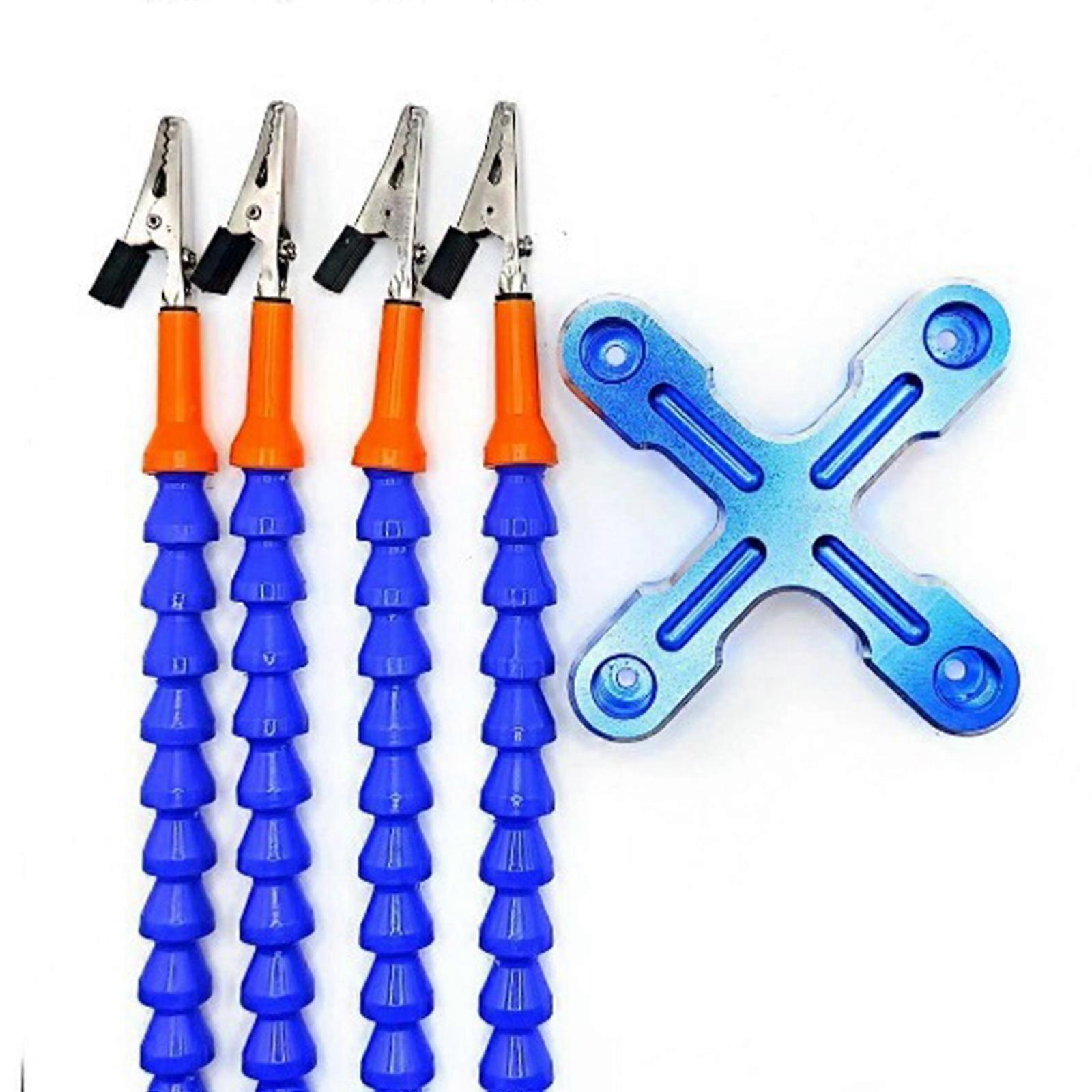 Precise Helping Hand Electronics Soldering Helper with Four Articulated Arms and Secure Holding Clips Helping Hands blue cross