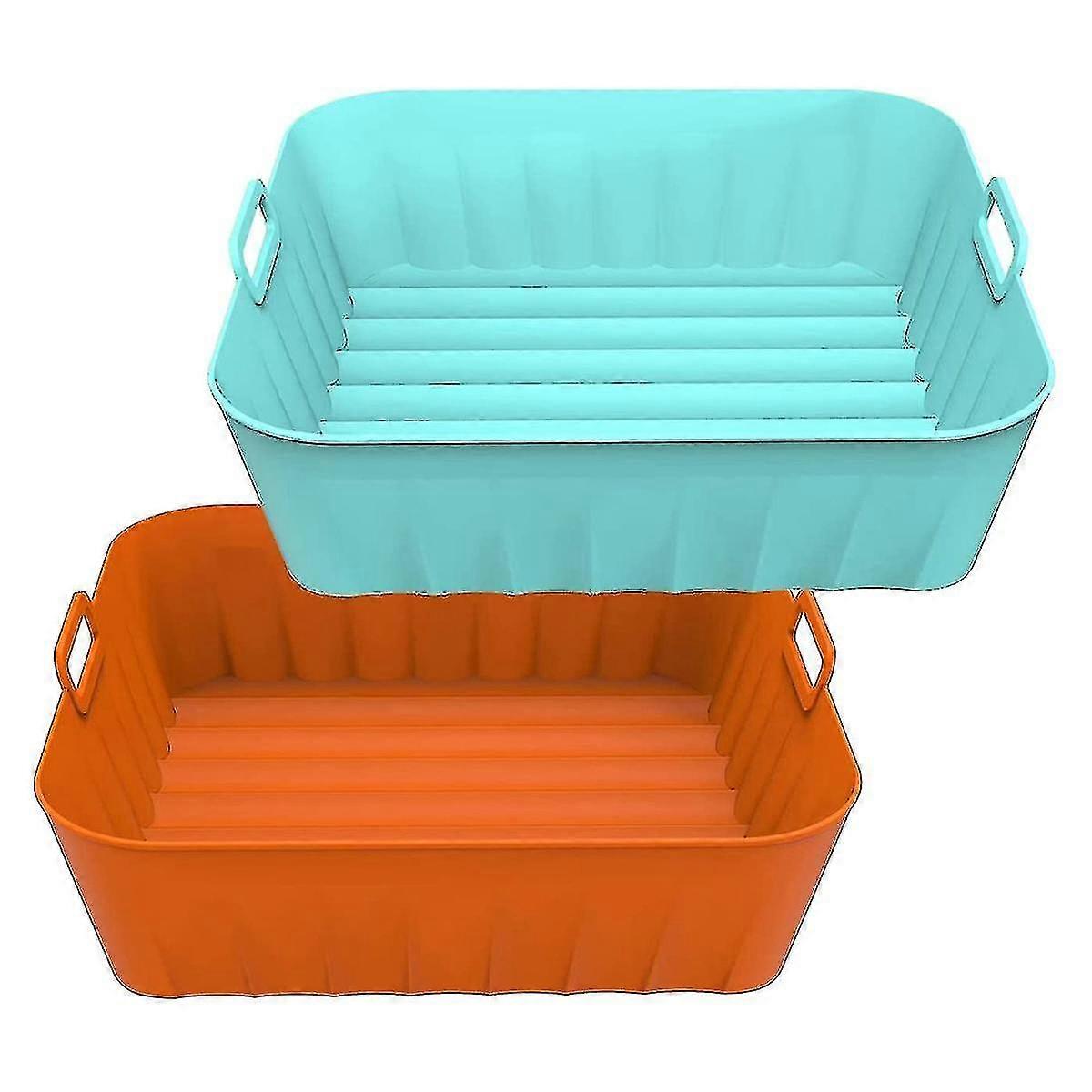 Blue and Orange Square Liners for 8.2 Inch Air Fryer Set of 2