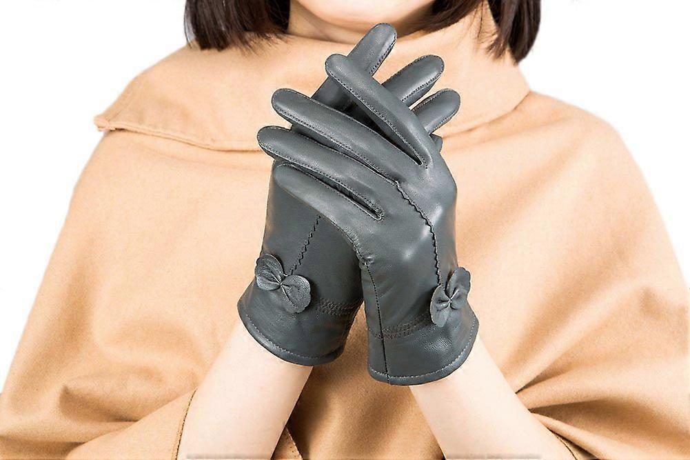Grey Leather Driving Gloves for Winter, Wrist Length, Warm, Comfortable, Stylish, Durable Material, Size Options Available